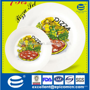 Pizza design modelado 7pcs cerâmica placa de pizza conjunto com placa 1big e 6 pequenos